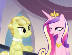 Size: 453x348 | Tagged: safe, screencap, golden glitter, princess cadance, crystal pony, pony, g4, games ponies play, bedroom eyes, derp, derp face