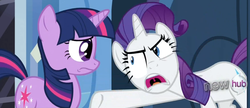 Size: 1463x632 | Tagged: safe, screencap, rarity, twilight sparkle, g4, games ponies play