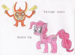 Size: 603x438 | Tagged: safe, artist:star dragon, pinkie pie, g4, crossover, skylanders, trigger happy