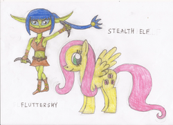 Size: 607x439 | Tagged: safe, artist:star dragon, fluttershy, g4, crossover, skylanders, stealth elf