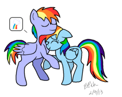 Size: 730x580 | Tagged: dead source, safe, artist:eeveepikachuchan, rainbow blaze, rainbow dash, pegasus, pony, g4, brother and sister, duo, female, hug, male, simple background, snuggling, white background