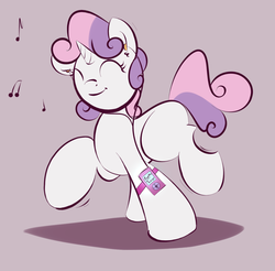 Size: 1297x1277 | Tagged: safe, artist:kryptchild, sweetie belle, g4, dancing, ipod