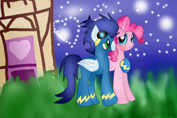 Size: 1200x800 | Tagged: safe, artist:cooler94961, pinkie pie, soarin', g4, female, male, shipping, soarinpie, straight