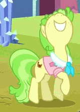 Size: 159x221 | Tagged: safe, screencap, chickadee, ms. peachbottom, earth pony, pony, g4, games ponies play, season 3, amused, animated, female, gif, happy, solo, trotting, trotting in place