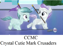 Size: 638x478 | Tagged: safe, edit, edited screencap, screencap, glass slipper, hope (g4), crystal pony, pony, g4, games ponies play, caption, crystal empire, cutie mark crusaders, image macro, meme, mouth hold, text
