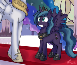 Size: 892x755 | Tagged: safe, artist:darkstarchan, princess celestia, oc, alicorn, pony, g4, alicorn oc, duo