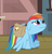 Size: 765x797 | Tagged: safe, rainbow dash, pegasus, pony, g4, games ponies play, my little pony: friendship is magic, bag, cropped, female, mare, sad, saddle bag, solo