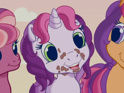Size: 640x480 | Tagged: safe, screencap, cheerilee (g3), scootaloo (g3), sweetie belle (g3), pony, unicorn, g3, g3.5, twinkle wish adventure, out of context
