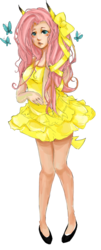 Size: 1326x3272 | Tagged: safe, artist:teacupika, fluttershy, human, g4, eared humanization, female, humanized, solo