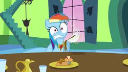 Size: 1920x1080 | Tagged: safe, screencap, rainbow dash, pony, g4, keep calm and flutter on, faic, female, funny, funny as hell, gravy, gravy boat, mare, out of context, solo, wide eyes
