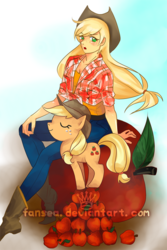 Size: 450x675 | Tagged: safe, artist:fansea, applejack, human, g4, human ponidox, humanized