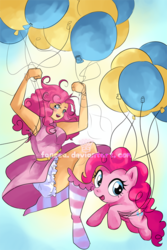 Size: 450x675 | Tagged: safe, artist:fansea, pinkie pie, human, g4, balloon, human ponidox, humanized, then watch her balloons lift her up to the sky