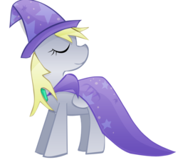 Size: 859x768 | Tagged: safe, artist:hamcha, derpy hooves, pegasus, pony, g4, cloak, clothes, female, hat, mare, solo, wizard hat