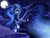 Size: 1020x783 | Tagged: safe, artist:rebecka-chan, princess luna, pony, g4, female, flying, moon, solo, starry mane, stars