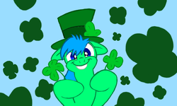 Size: 854x512 | Tagged: safe, artist:naivintage, oc, oc only, oc:spearmint, pony, clover, four leaf clover, march, saint patrick's day