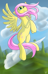 Size: 2062x3150 | Tagged: safe, artist:publiclibraryx, fluttershy, pony, g4, cloud, cloudy, female, solo, windswept mane
