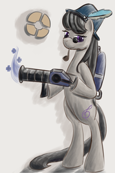 Size: 2000x3000 | Tagged: safe, artist:popprocks, octavia melody, earth pony, pony, g4, bipedal, dexterous hooves, female, glasses, hat, medic, medic (tf2), solo, team fortress 2