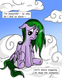 Size: 1280x1615 | Tagged: safe, artist:m_d_quill, oc, oc only, oc:emerald may, pegasus, pony, cloud, cloudy, crying, solo
