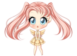 Size: 964x700 | Tagged: safe, artist:amai--kiss, fluttershy, human, g4, chibi, female, humanized, solo, winged humanization