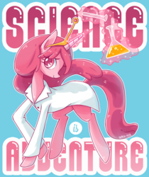 Size: 757x900 | Tagged: safe, artist:jopiter, alicorn, food pony, original species, pony, adventure, adventure time, clothes, crown, female, lab coat, ponified, princess bubblegum, science, solo