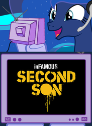 Size: 512x700 | Tagged: safe, princess luna, gamer luna, g4, exploitable meme, infamous, infamous second son, tv meme