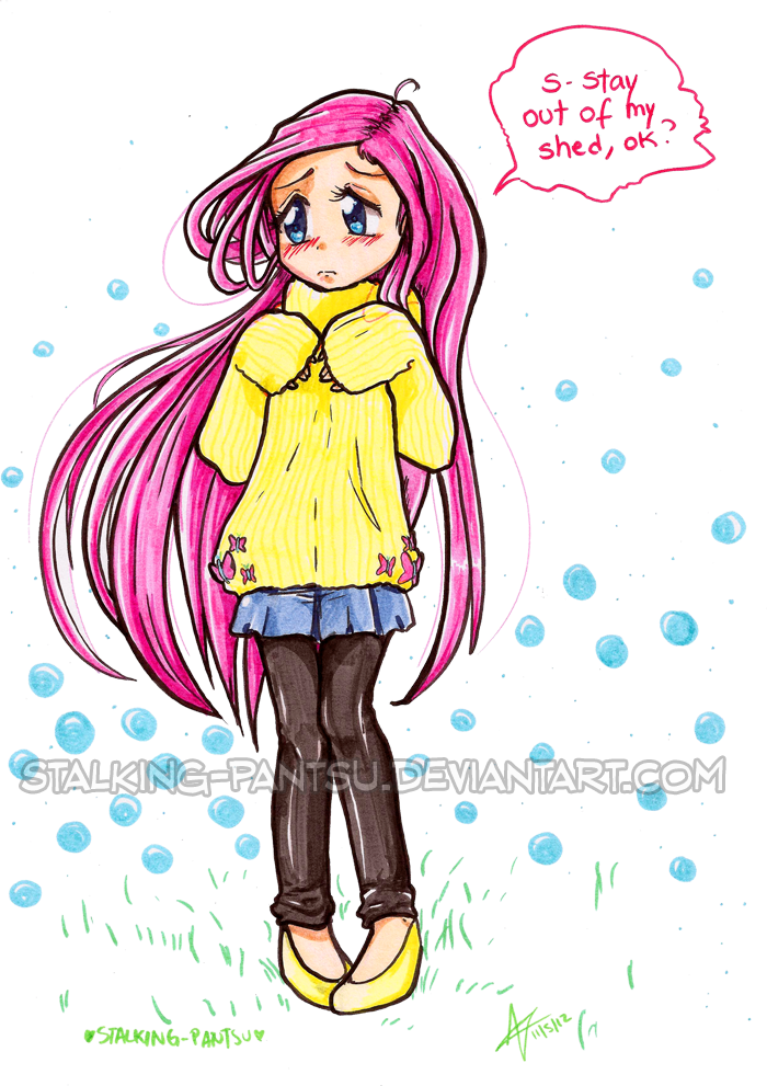 258608 Dead Source Safe Artist Stalking Pantsu Fluttershy Human Clothes Dialogue