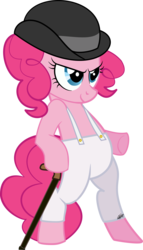 Size: 2139x3732 | Tagged: safe, artist:frozenfish696, pinkie pie, earth pony, pony, g4, a clockwork orange, alex delarge, bipedal, clothes, female, hat, parody, solo