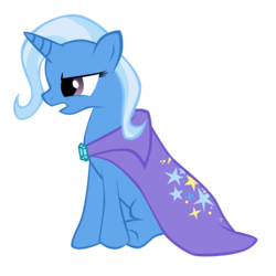 Size: 2000x2000 | Tagged: safe, artist:nowego, trixie, g4, cape, clothes, side view, simple background, sitting, solo, transparent background, trixie's brooch, trixie's cape