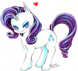 Size: 500x458 | Tagged: safe, artist:bluerosearkelle, rarity, pony, g4, blushing, female, heart, solo