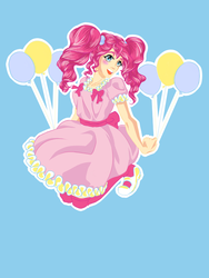 Size: 600x800 | Tagged: safe, artist:aqua-relle, pinkie pie, human, g4, balloon, female, humanized, solo