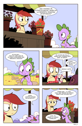 Size: 1320x2040 | Tagged: safe, artist:karzahnii, roseluck, spike, g4, comic, spanish, tales from ponyville, translation