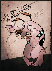 Size: 578x794 | Tagged: dead source, safe, artist:velexane, diamond dog, 30 minute art challenge, courage the cowardly dog, species swap