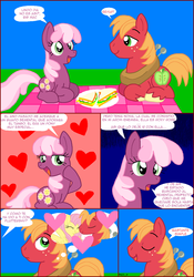 Size: 1024x1461 | Tagged: safe, artist:heartinarosebud, big macintosh, cheerilee, fluttershy, earth pony, pony, g4, male, ship:fluttermac, shipping, spanish, stallion, straight, translated in the comments, translation