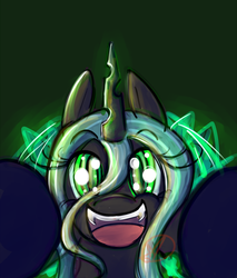 Size: 900x1057 | Tagged: safe, artist:ryuredwings, queen chrysalis, changeling, changeling queen, nymph, g4, cute, cutealis, female, filly queen chrysalis, fourth wall, incoming hug
