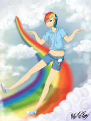 Size: 3000x4000 | Tagged: safe, artist:mylittelrosy, rainbow dash, human, g4, female, humanized, skinny, solo, thin