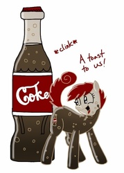 Size: 596x831 | Tagged: safe, artist:archfaux, oc, oc only, oc:coke pony, food pony, original species, ask coke pony, ask, coke, solo