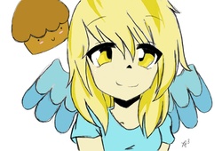 Size: 1024x698 | Tagged: safe, artist:madelinemad, derpy hooves, human, g4, female, humanized, solo, winged humanization