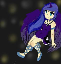 Size: 2000x2100 | Tagged: safe, artist:madelinemad, princess luna, human, g4, female, horn, horned humanization, humanized, palindrome get, solo, winged humanization