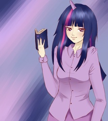 Size: 1000x1120 | Tagged: safe, artist:xxkefirxx, twilight sparkle, human, g4, female, horn, horned humanization, humanized, solo