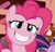 Size: 351x334 | Tagged: safe, screencap, pinkie pie, twilight sparkle, unicorn, friendship is magic, g4, my little pony: friendship is magic, background pony, cropped, faic, grin, happy, pinkie's boring grin, reaction image, smiling, unicorn twilight