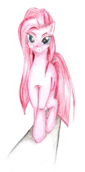 Size: 1610x3238 | Tagged: safe, artist:xxkefirxx, pinkie pie, earth pony, pony, g4, female, pinkamena diane pie, solo, traditional art