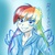 Size: 512x512 | Tagged: safe, artist:midori-chan-mi-chan, rainbow dash, human, g4, earring, female, humanized, solo, winged humanization