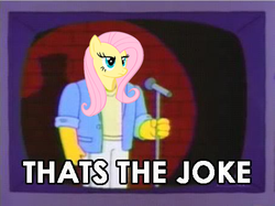 Size: 450x337 | Tagged: safe, fluttershy, pony head on human body, g4, female, male, rainier wolfcastle, reaction image, solo, that's the joke, the simpsons