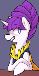Size: 490x943 | Tagged: safe, artist:ghost, rarity, pony, g4, alternate hairstyle, blushing, solo