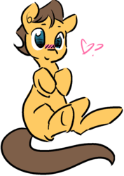 Size: 518x730 | Tagged: safe, artist:cleppyclep, caramel, earth pony, pony, g4, blushing, cute, heart, male, simple background, sitting, solo, stallion, white background