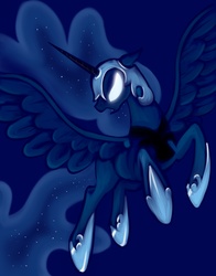 Size: 3300x4200 | Tagged: safe, artist:glittering-pony, nightmare moon, pony, g4, female, glowing eyes, high res, simple background, solo