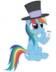 Size: 1600x2050 | Tagged: safe, artist:ocarina0ftimelord, rainbow dash, g4, hat, monocle, tea, top hat