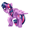 Size: 100x100 | Tagged: dead source, safe, artist:feyrah, twilight sparkle, alicorn, pony, g4, animated, blinking, cutie mark, female, gif, looking at you, lowres, mare, raised hoof, simple background, solo, spread wings, sprite, transparent background, twilight sparkle (alicorn), wings