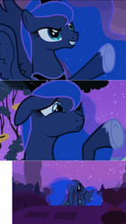 Size: 671x1191 | Tagged: safe, edit, edited screencap, screencap, princess luna, alicorn, pony, g4, luna eclipsed, season 2, eyes closed, female, floppy ears, frown, grin, mare, reaction image, sad, smiling, sulking, thread