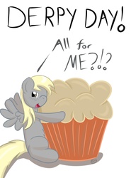 Size: 1478x2000 | Tagged: safe, artist:thorinsblade, derpy hooves, pegasus, pony, g4, derpy day, derpy day 2013, female, giant muffin, mare, muffin, solo
